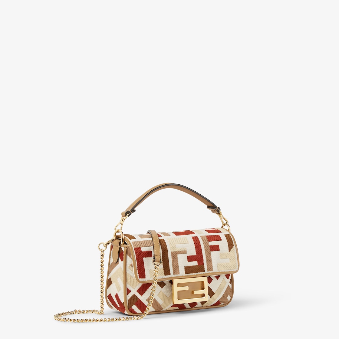 FENDI Baguette® Mini Canvas bag with multicolor FF embroidery - Image 4